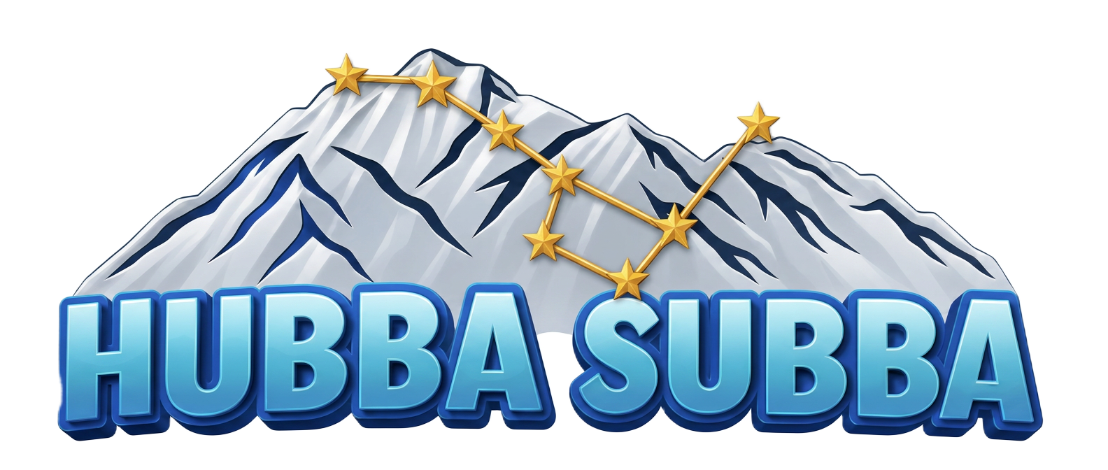 Hubba Subba Gather and Grind logo — snowy mountains with the Big Dipper